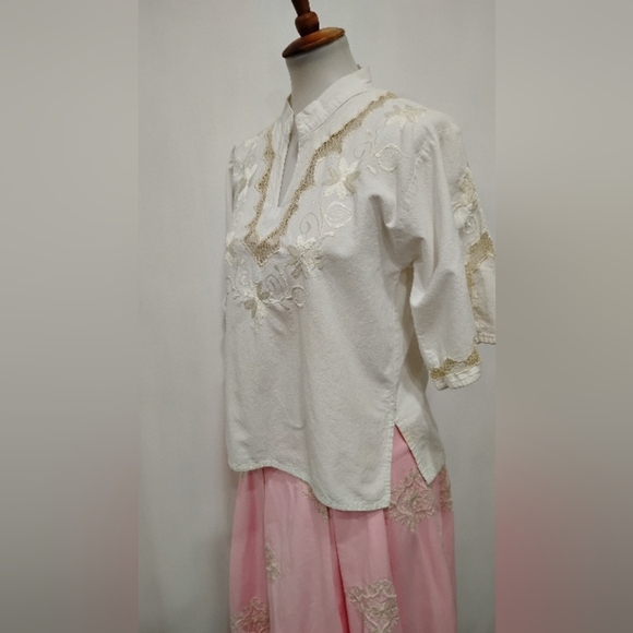 EMBROIDERED COTTON PEASANT BLOUSE - Picture 6 of 7